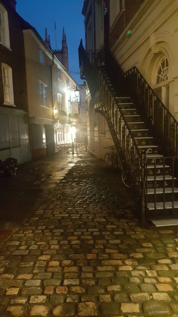 cobblestone street and stairway in Windsor England